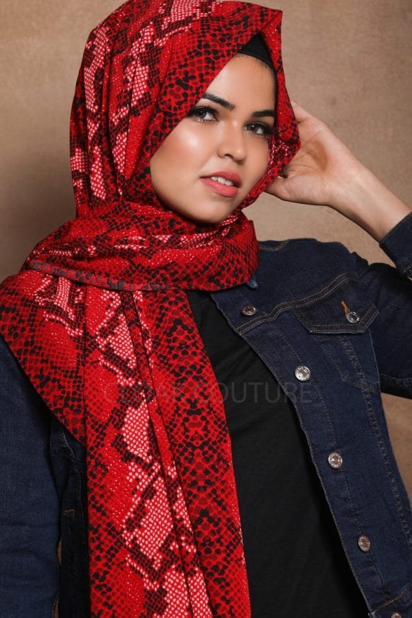 Red Queen Chiffon Printed Hijab