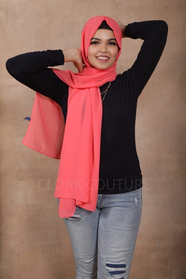 IMG_5109 Coral Premium Chiffon Hijab