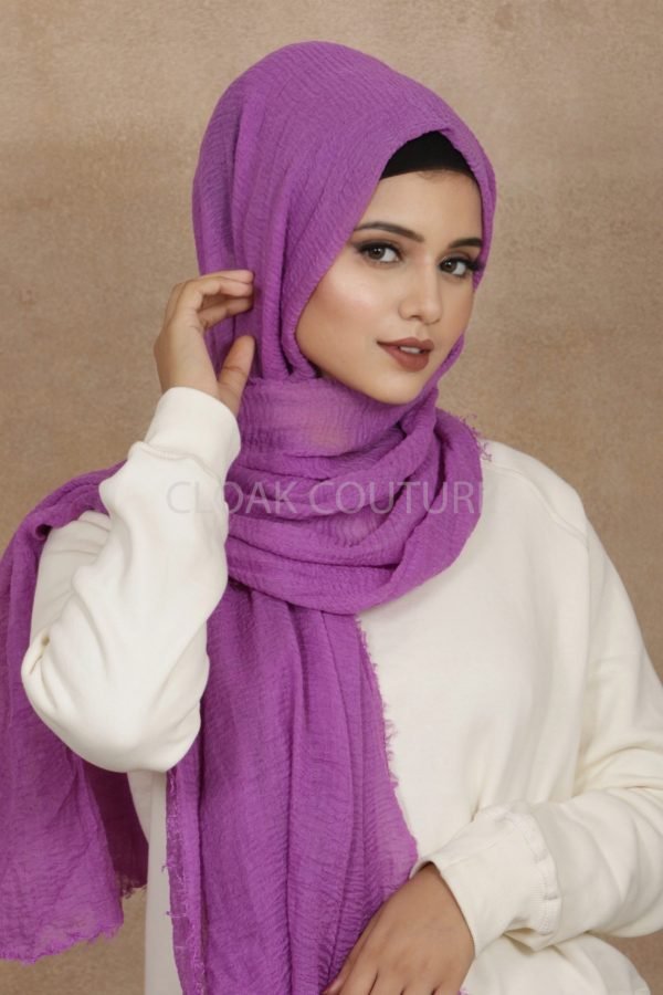 scc12-1 Purple Crinkled Cotton Hijab