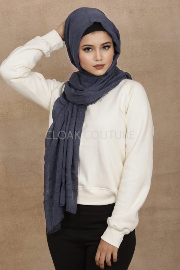 Denim Crinkled Cotton Hijab