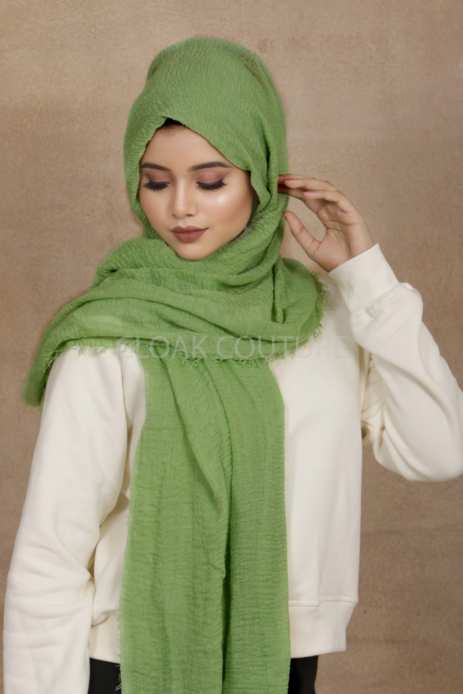 Fern Crinkled Cotton Hijab - Image 2