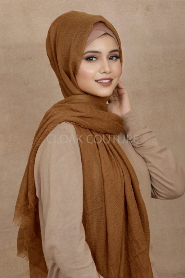 Caramel Crinkled Cotton Hijab