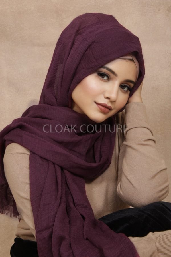 Plum Crinkled Cotton Hijab