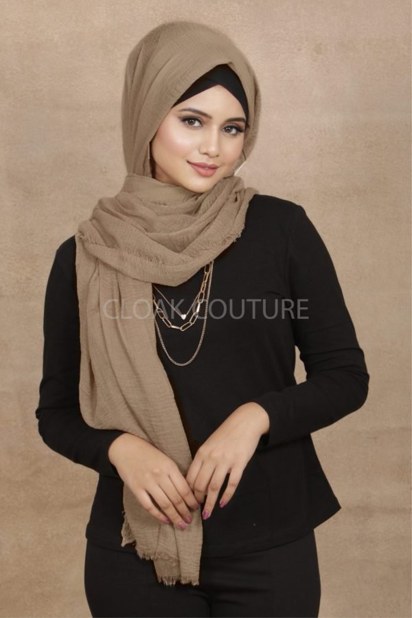 Beige Crinkled Cotton Hijab