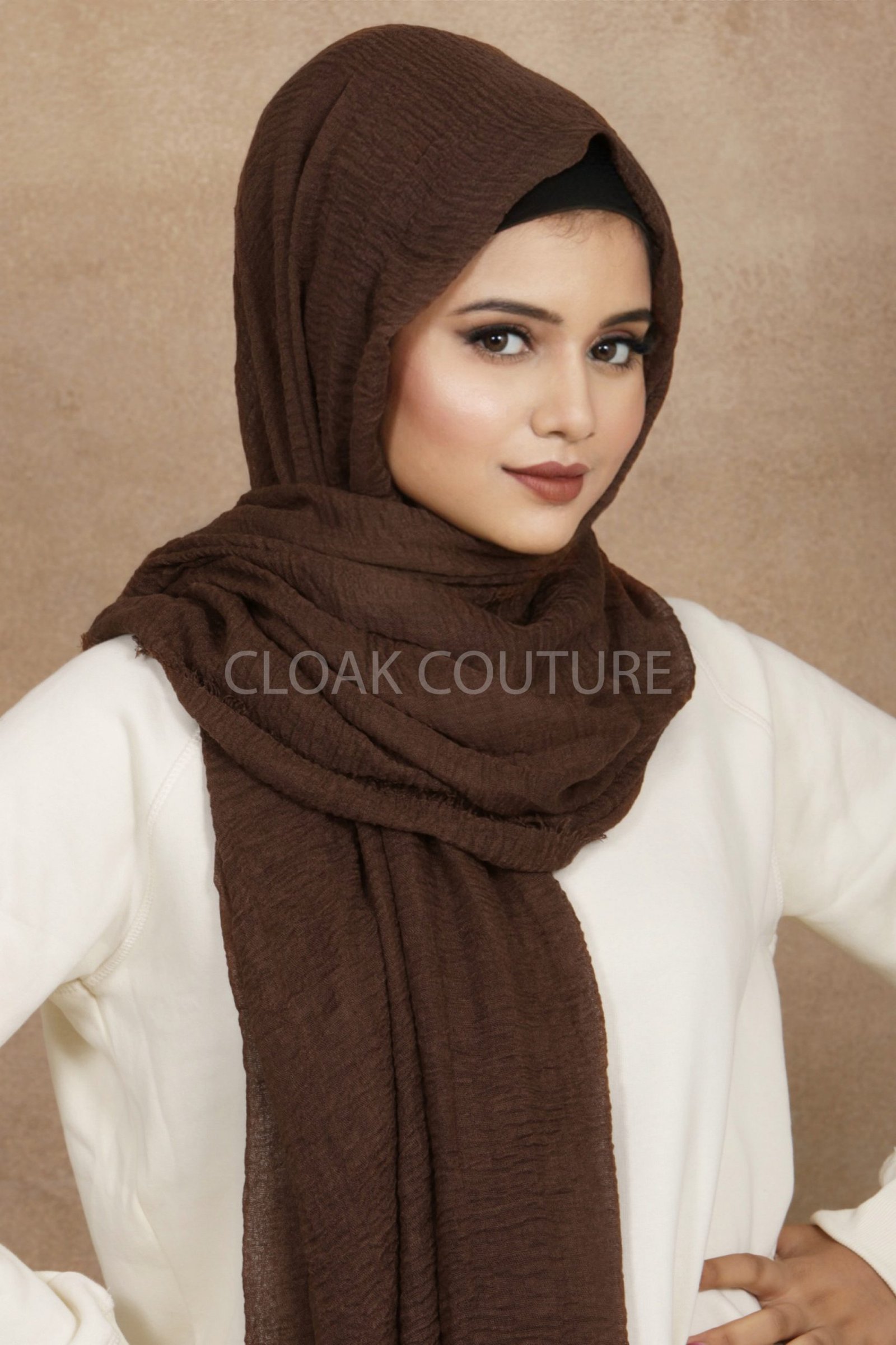 Chocolate Crinkled Cotton Hijab