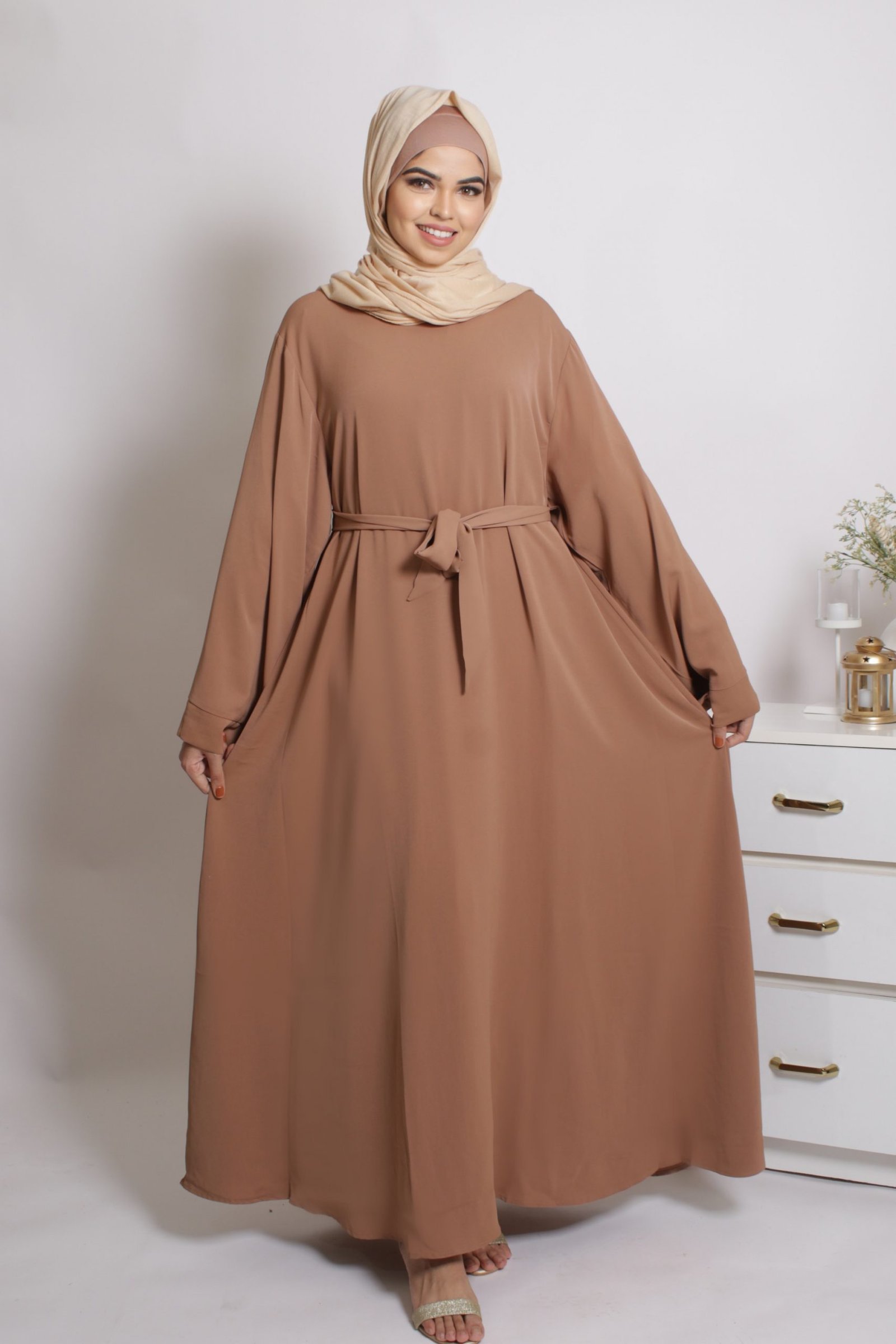 Eve Classic Abaya Dress - Tan - Image 3