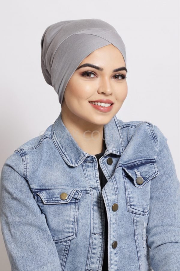 IMG_2183 Grey Criss Cross Tube Hijab Cap