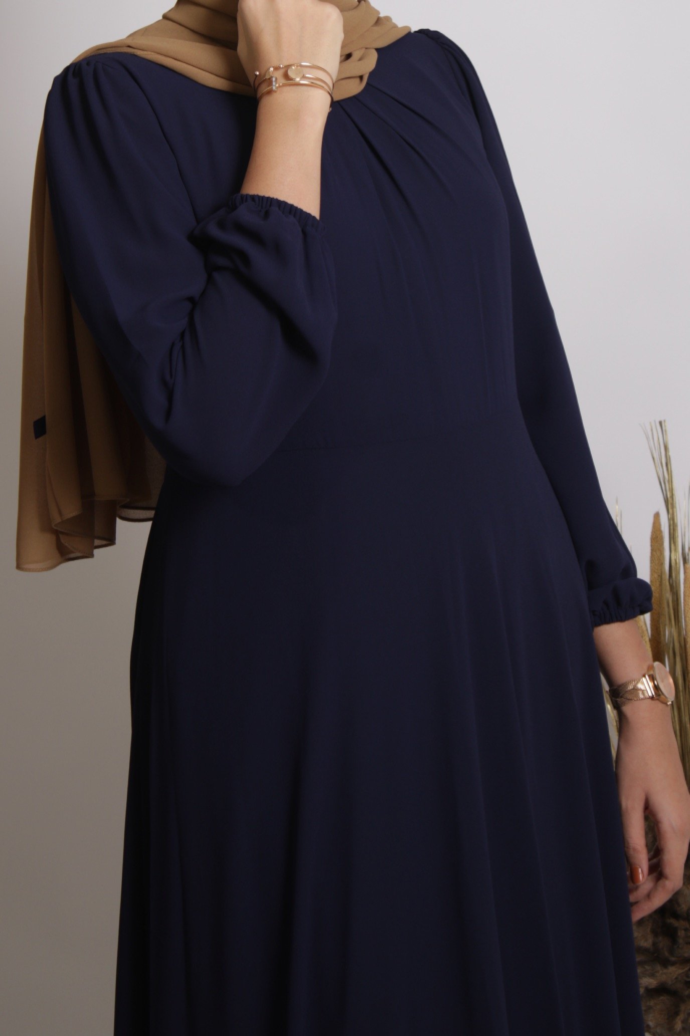 Tanaaz Flared Layered Gown / Abaya - Deep Blue - Image 7