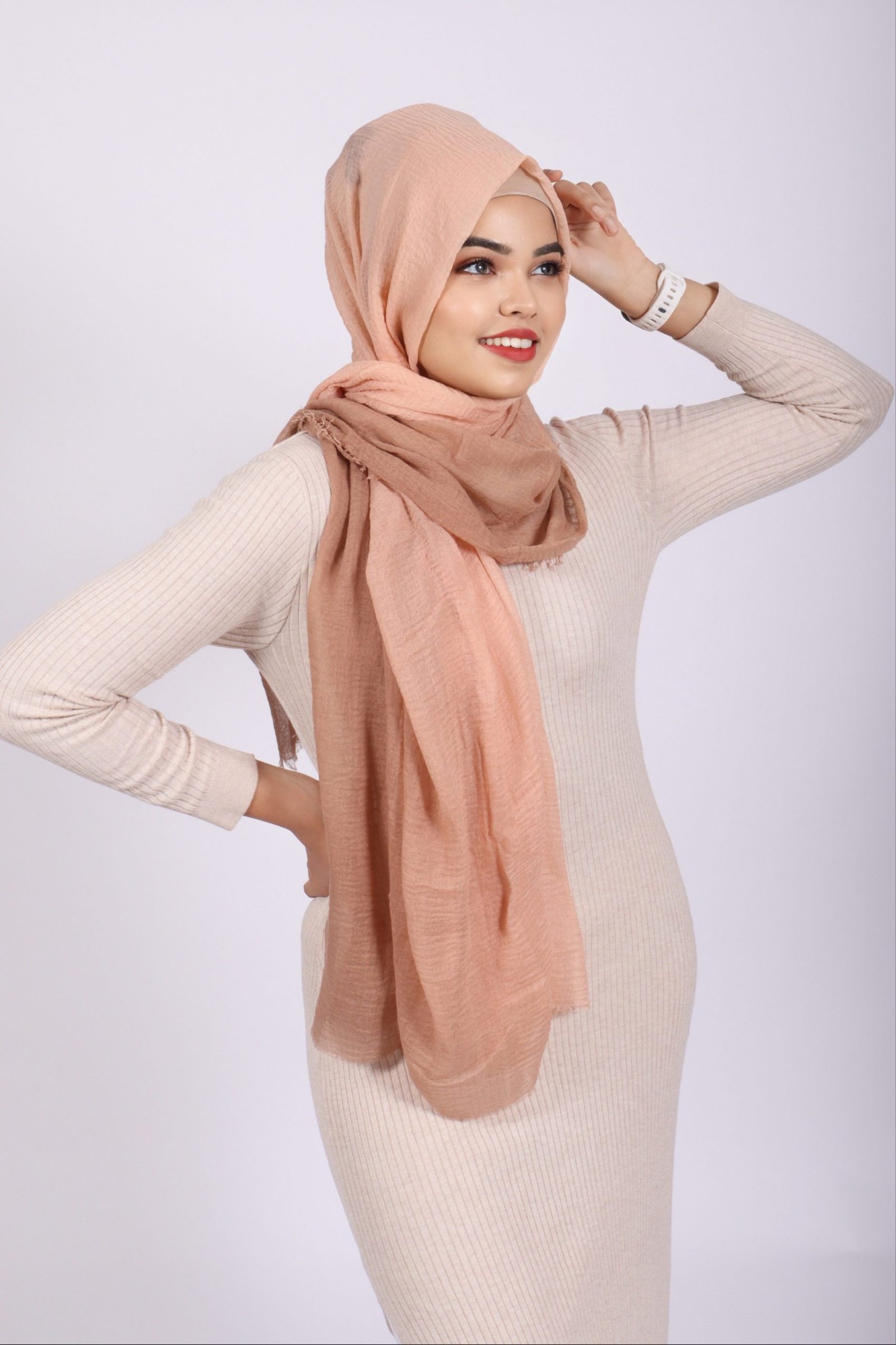 Tiramisu Ombre Crinkled Cotton Hijab