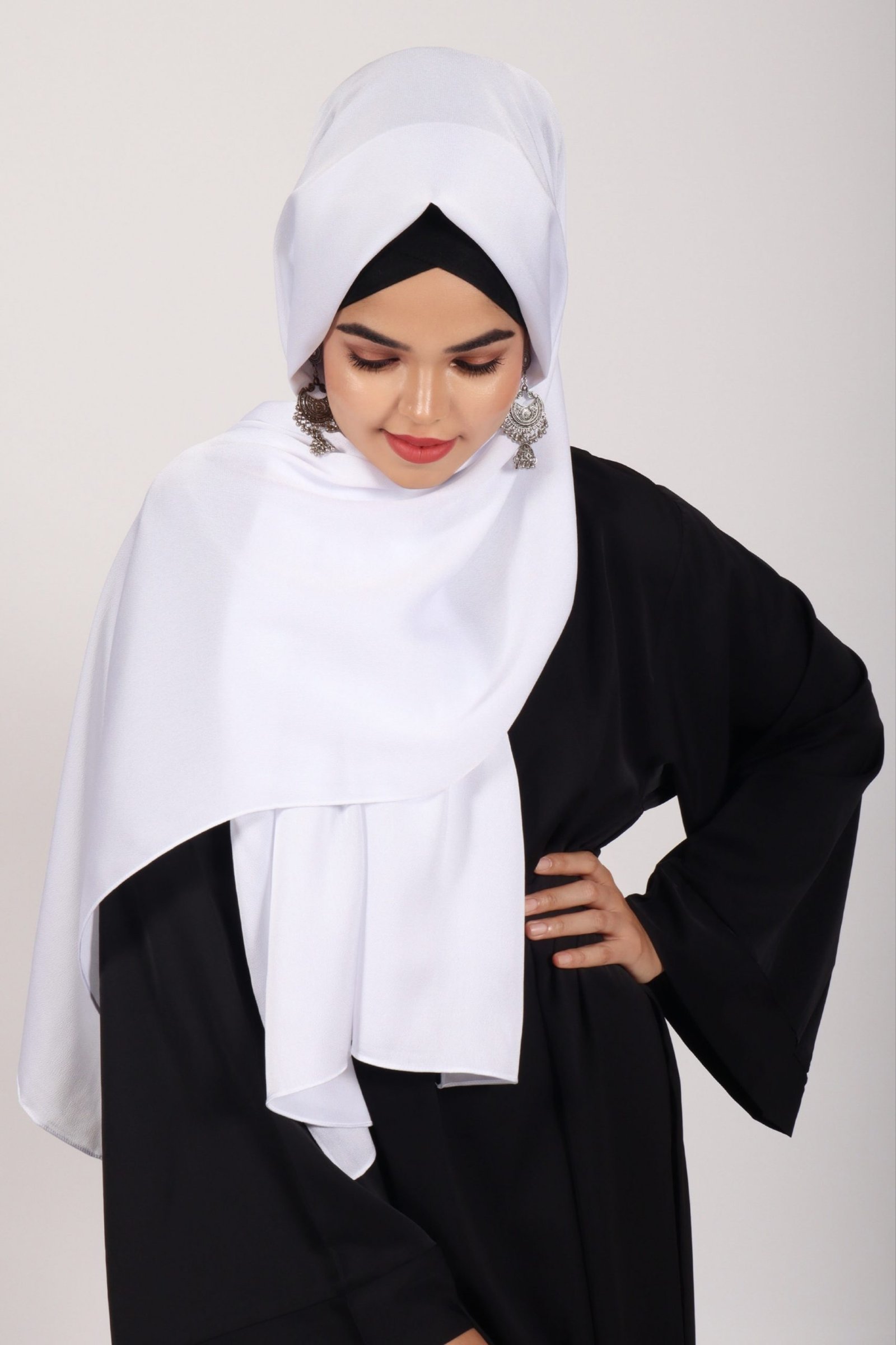 Pearl White Turkish Silk Hijab - Image 3