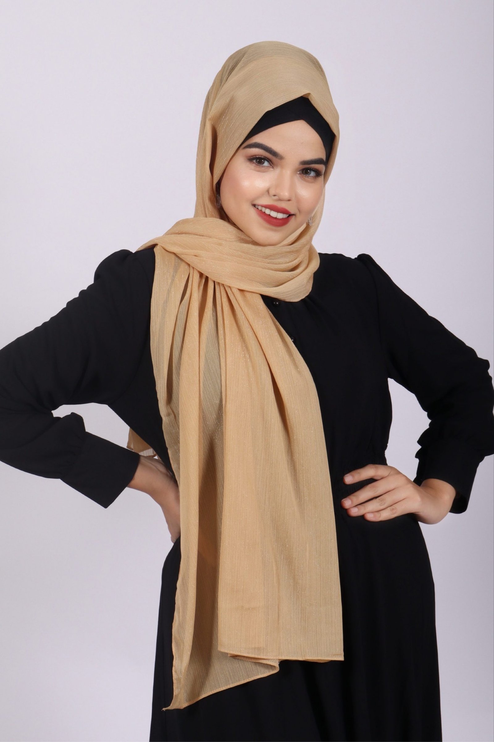 Matt Gold Shimmer Chiffon Hijab - Image 3