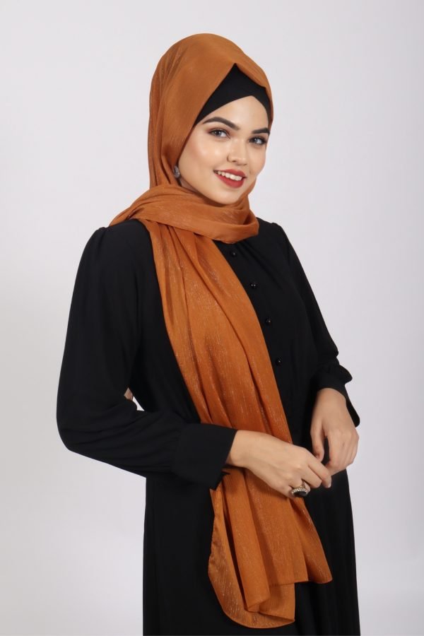 Golden Brown Shimmer Chiffon Hijab
