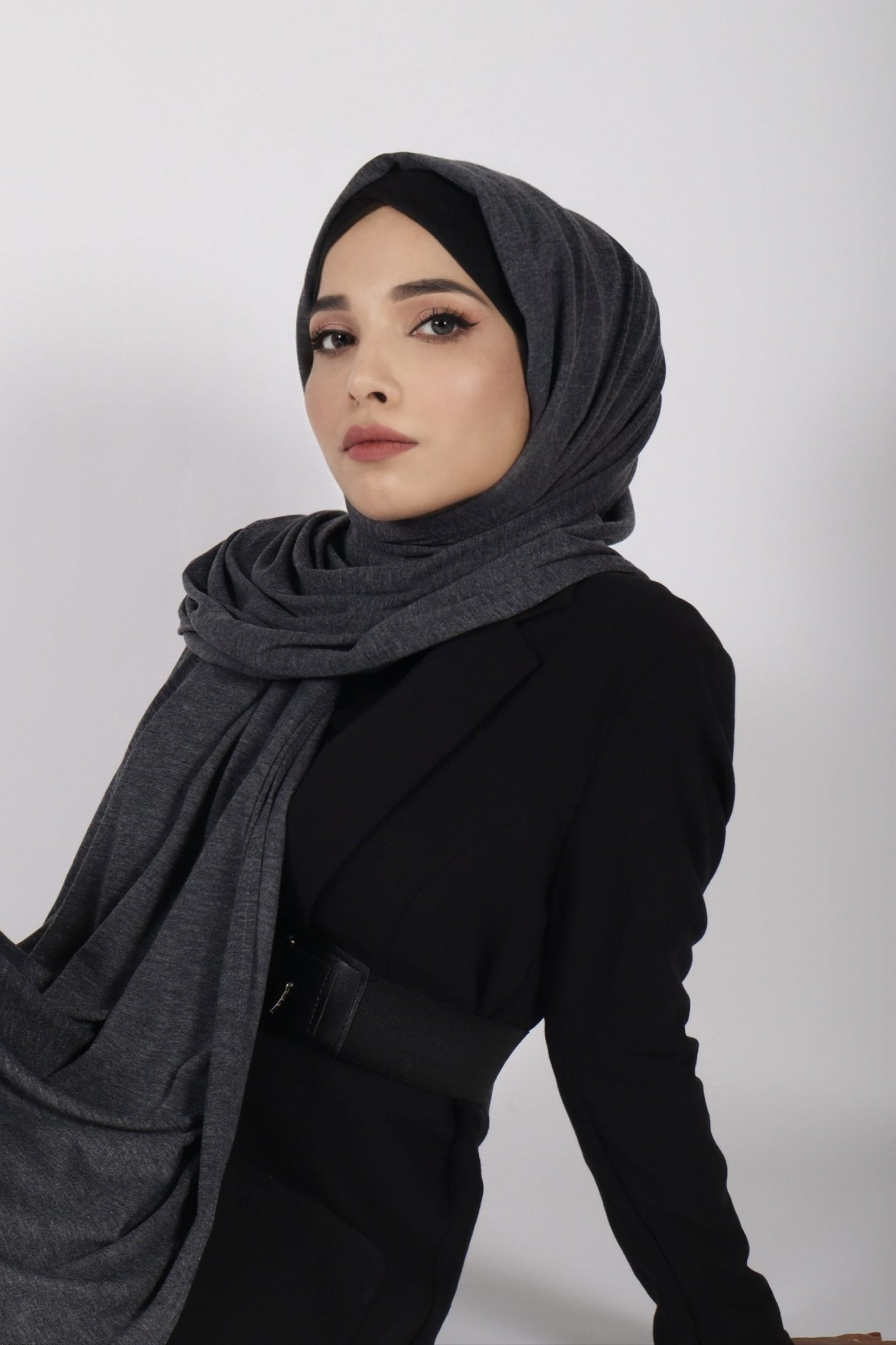 Charcoal Premium Jersey Hijab - Image 2