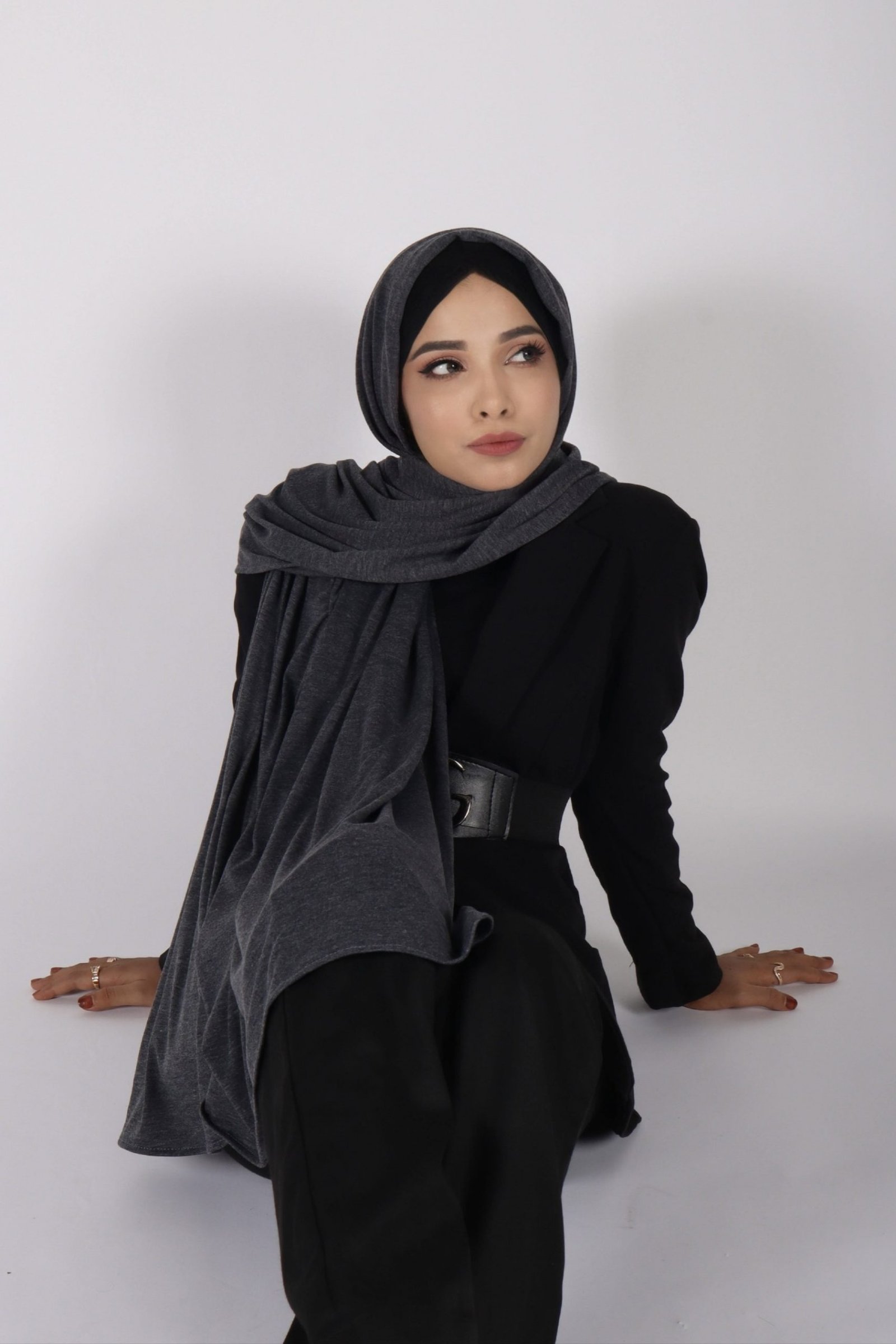 Charcoal Premium Jersey Hijab - Image 3