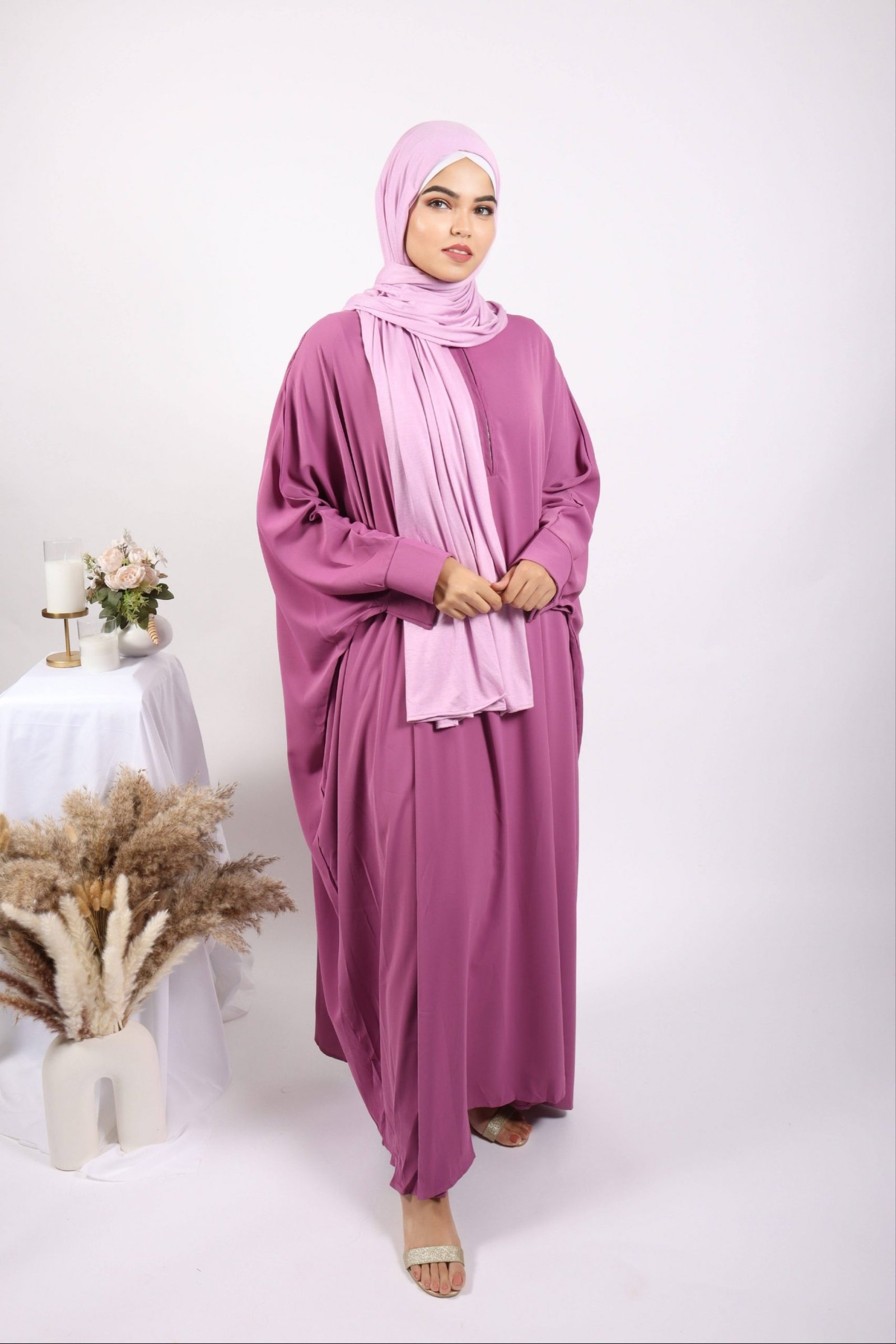 Parisa Kaftan Abaya with Zipper - Barbie - Image 2