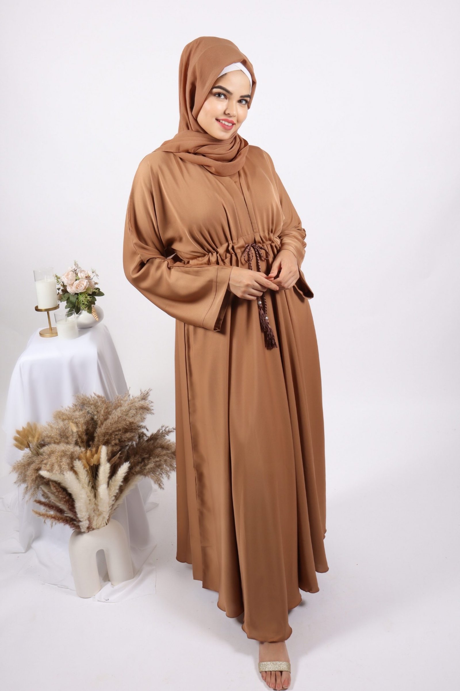 Amaira Flared Emirati Abaya - Tan - Image 3