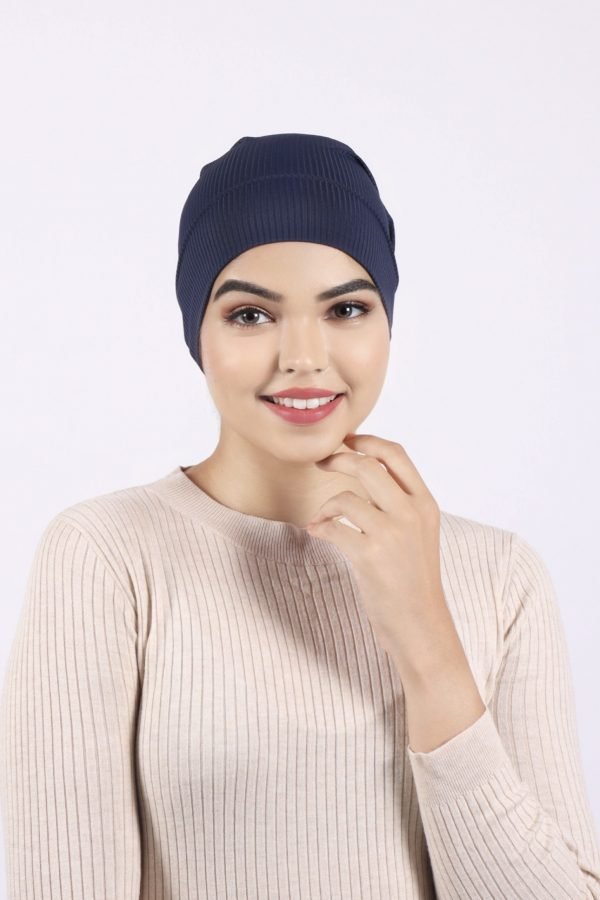 Navy Ribbed Tube Cap