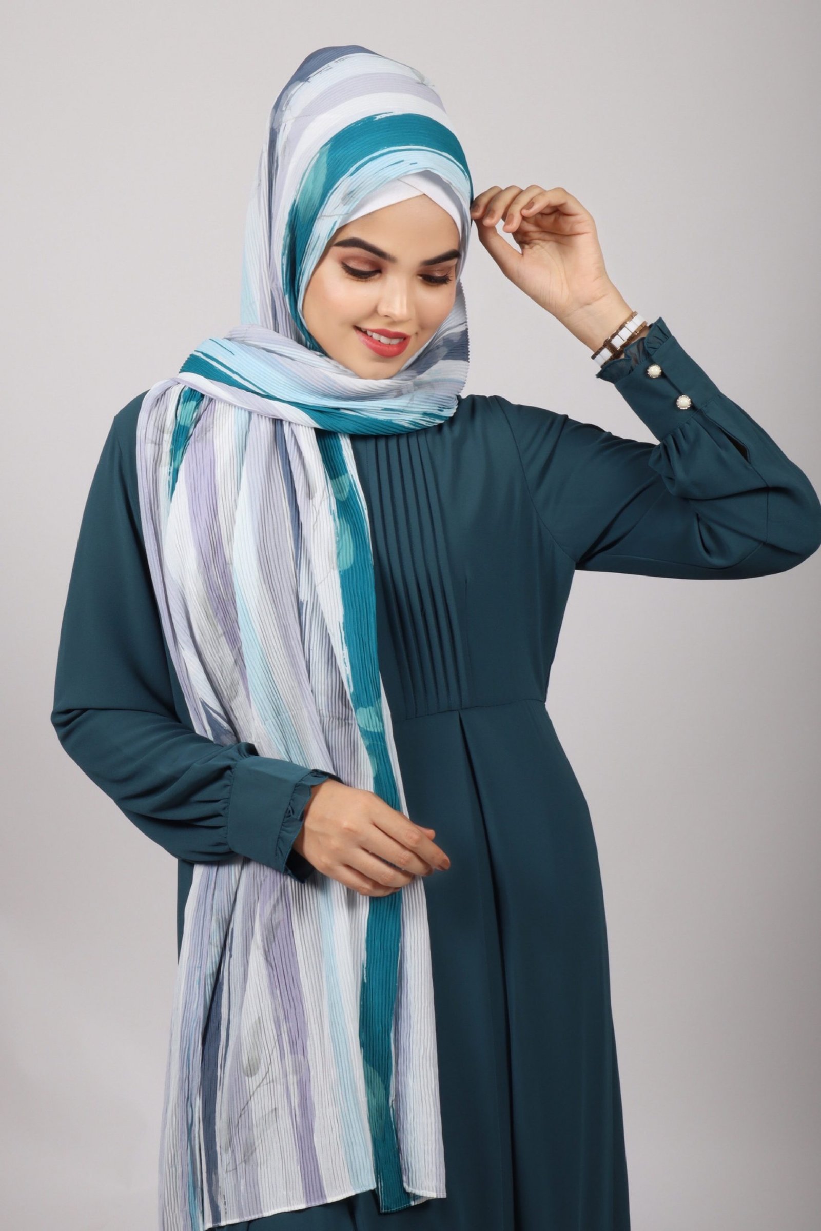 Claudine Pleated Printed Hijab