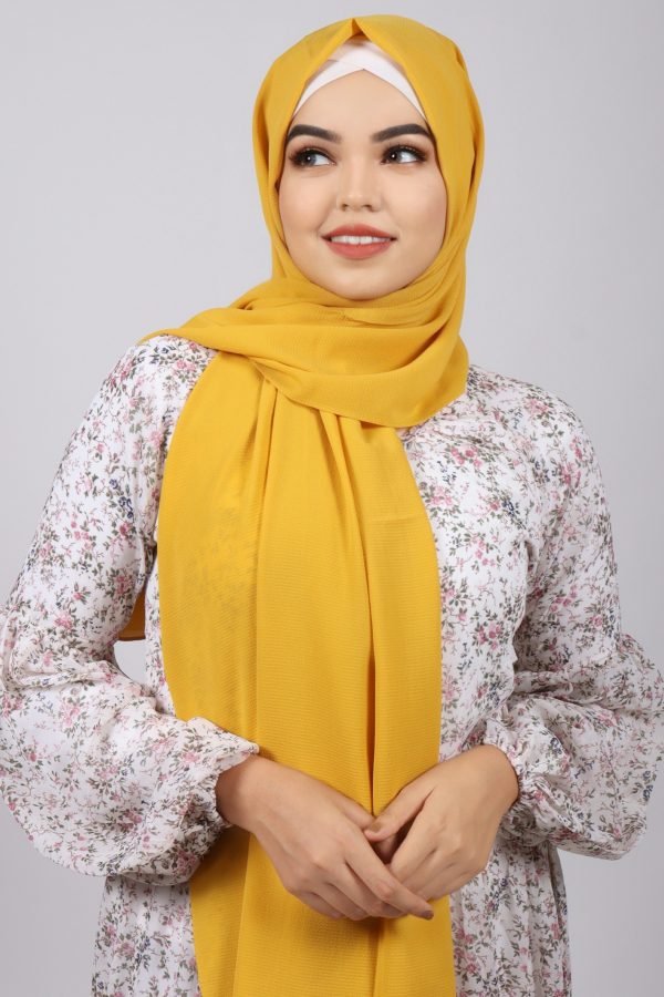 56968477-4859-4725-BBA6-32A44486E665 Mustard Bubble Chiffon Hijab