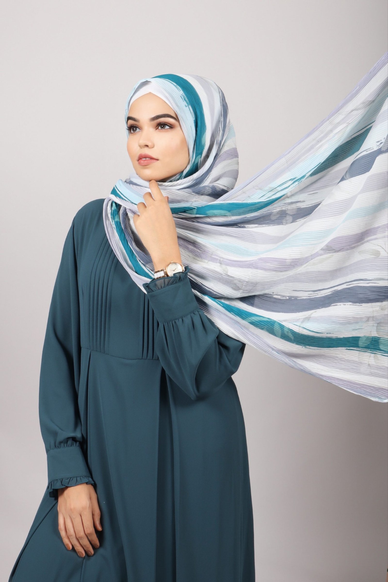 Claudine Pleated Printed Hijab - Image 2