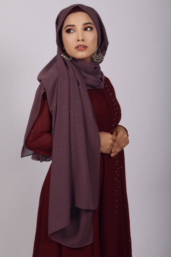 46DBE560-E6E6-4268-9E3A-345D85D75E13 Dusty Berry Glitter Chiffon Hijab