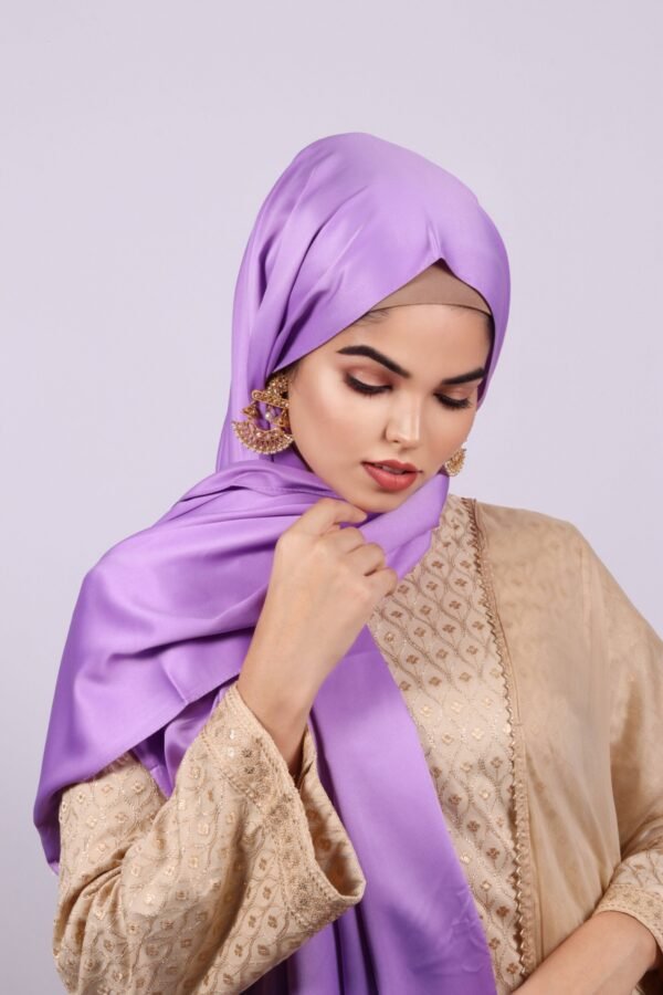 59A4B35D-53C6-42EB-899F-D21E9233215F Lavender Matte satin Hijab