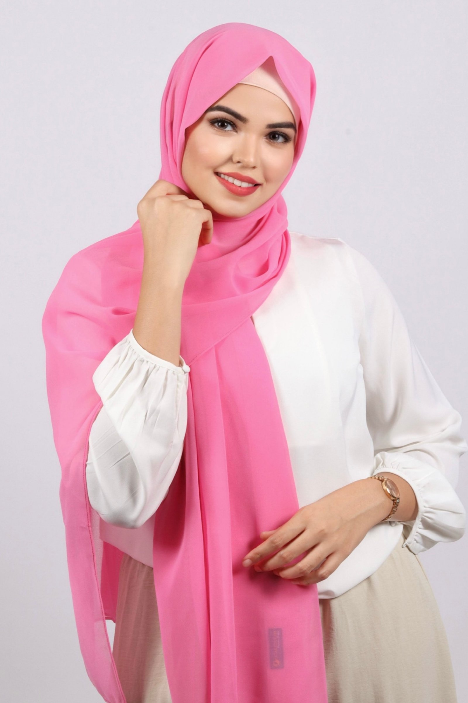 Fairy Pink Premium Chiffon Hijabs - Image 2