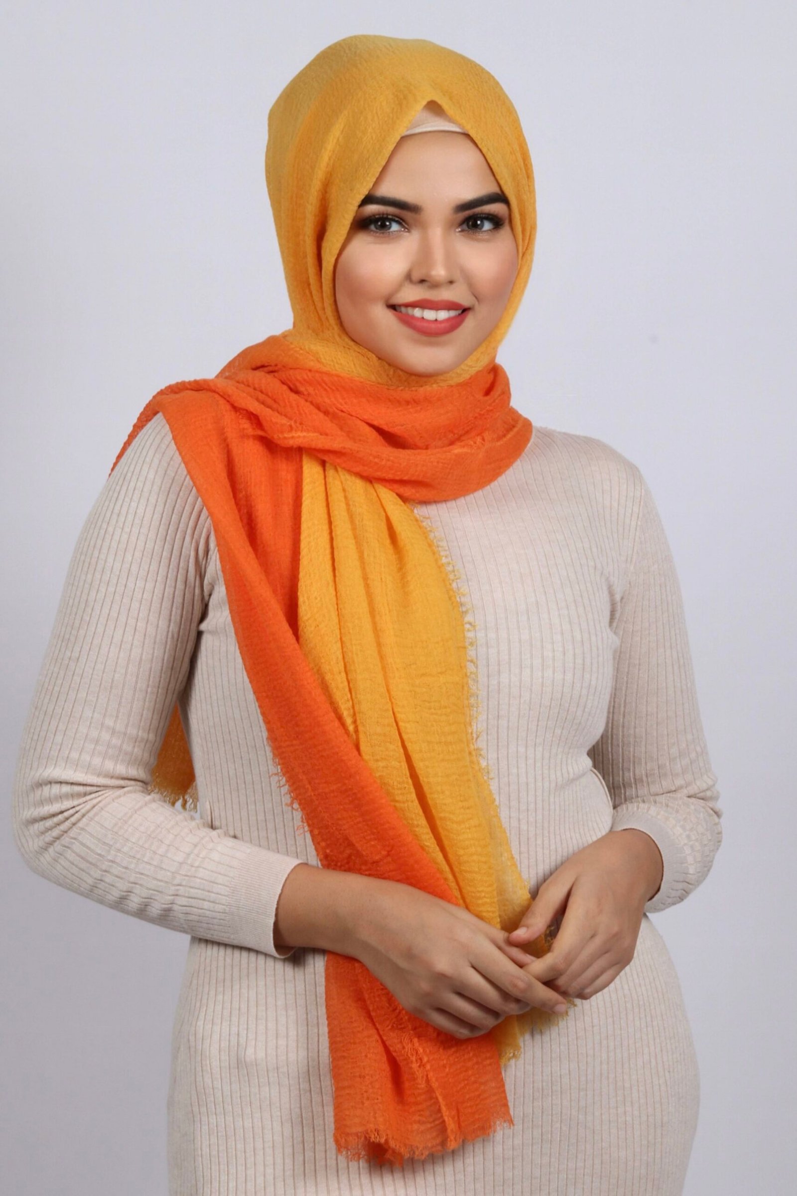 Sunburst Ombre Crinkled Cotton Hijab - Image 2