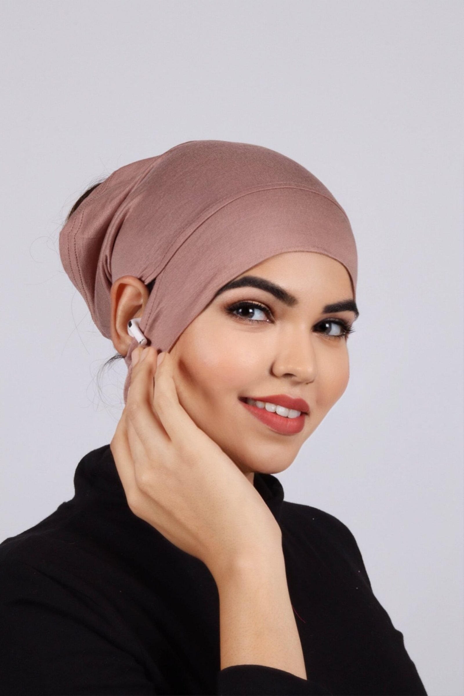 Rose Gold Ear-slit Access Hijab Cap