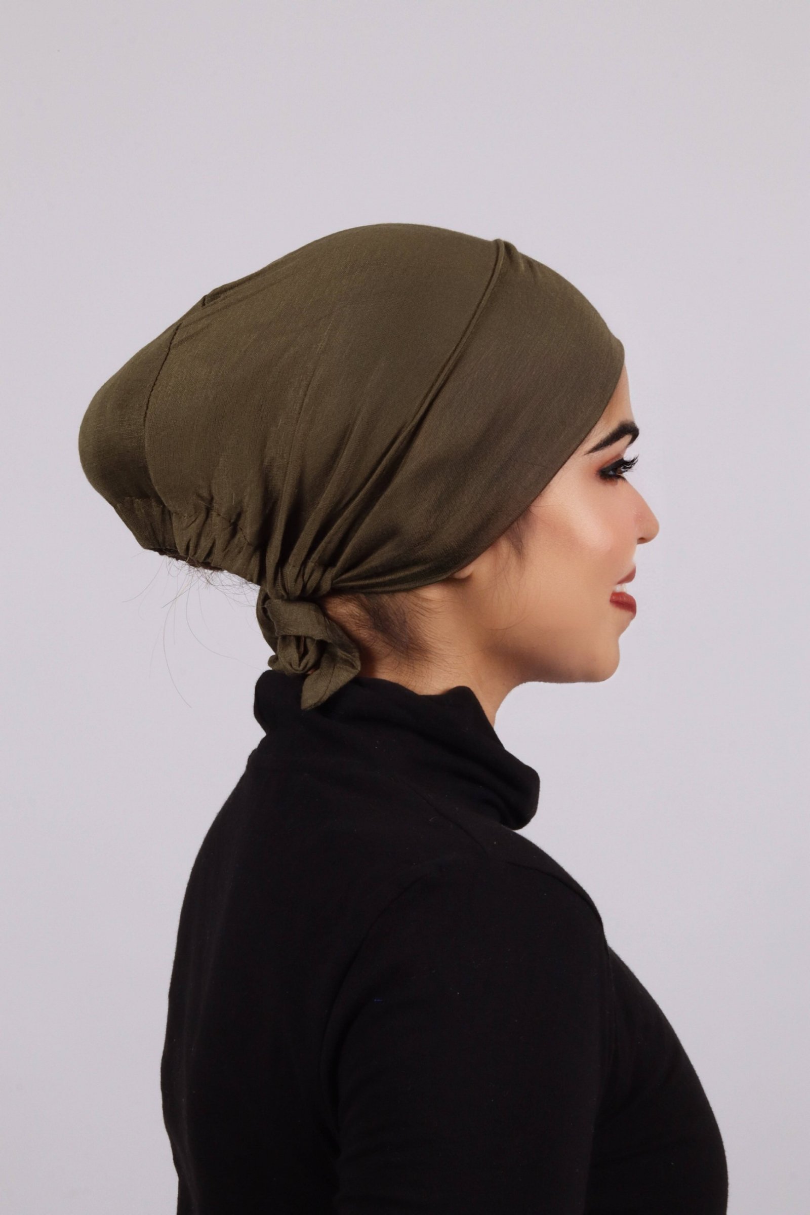 Olive Tieback Hijab Cap