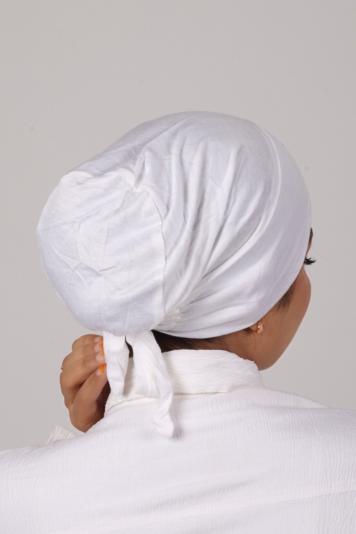 White Tieback Hijab Cap