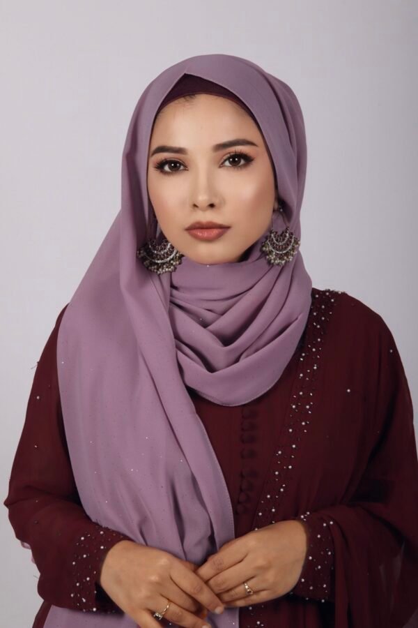 C0A7580D-FD83-415F-93D0-A67E3584517F Lilac Pink Glitter Chiffon Hijab