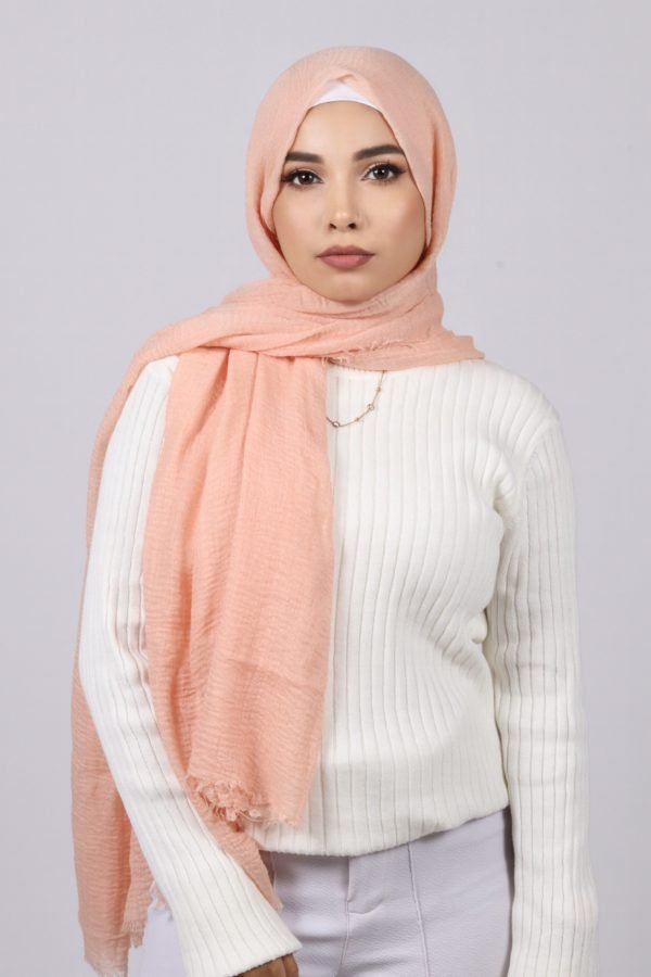 CFC4FCC2-C843-4268-B106-D10C4EBD73CD Dusty Peach Crinkled Cotton Hijab