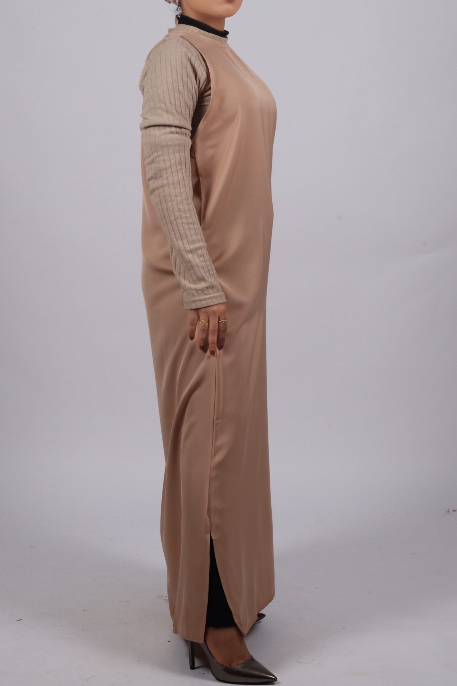 Inner Layering Dress / Slip – Nude Beige - Image 3