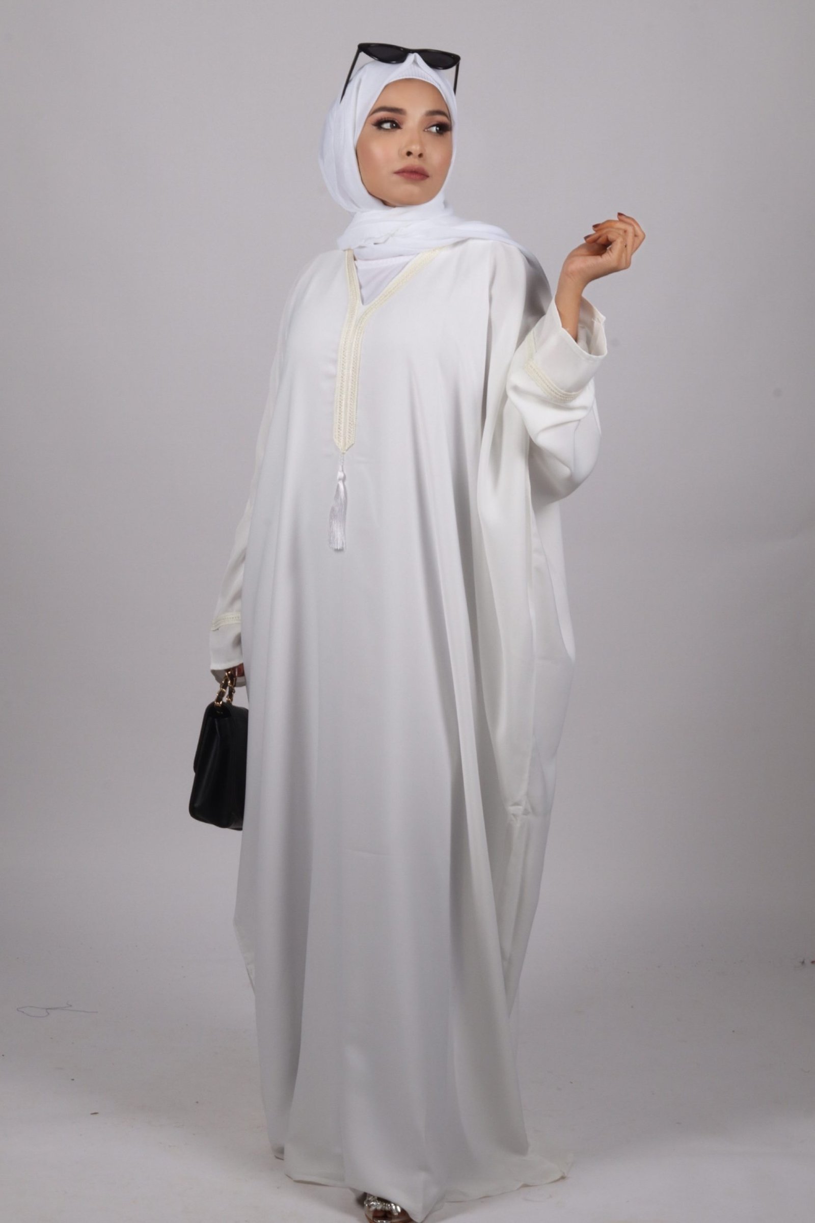 Safa Premium Nida Pristine White Emirati Kaftan For Umrah