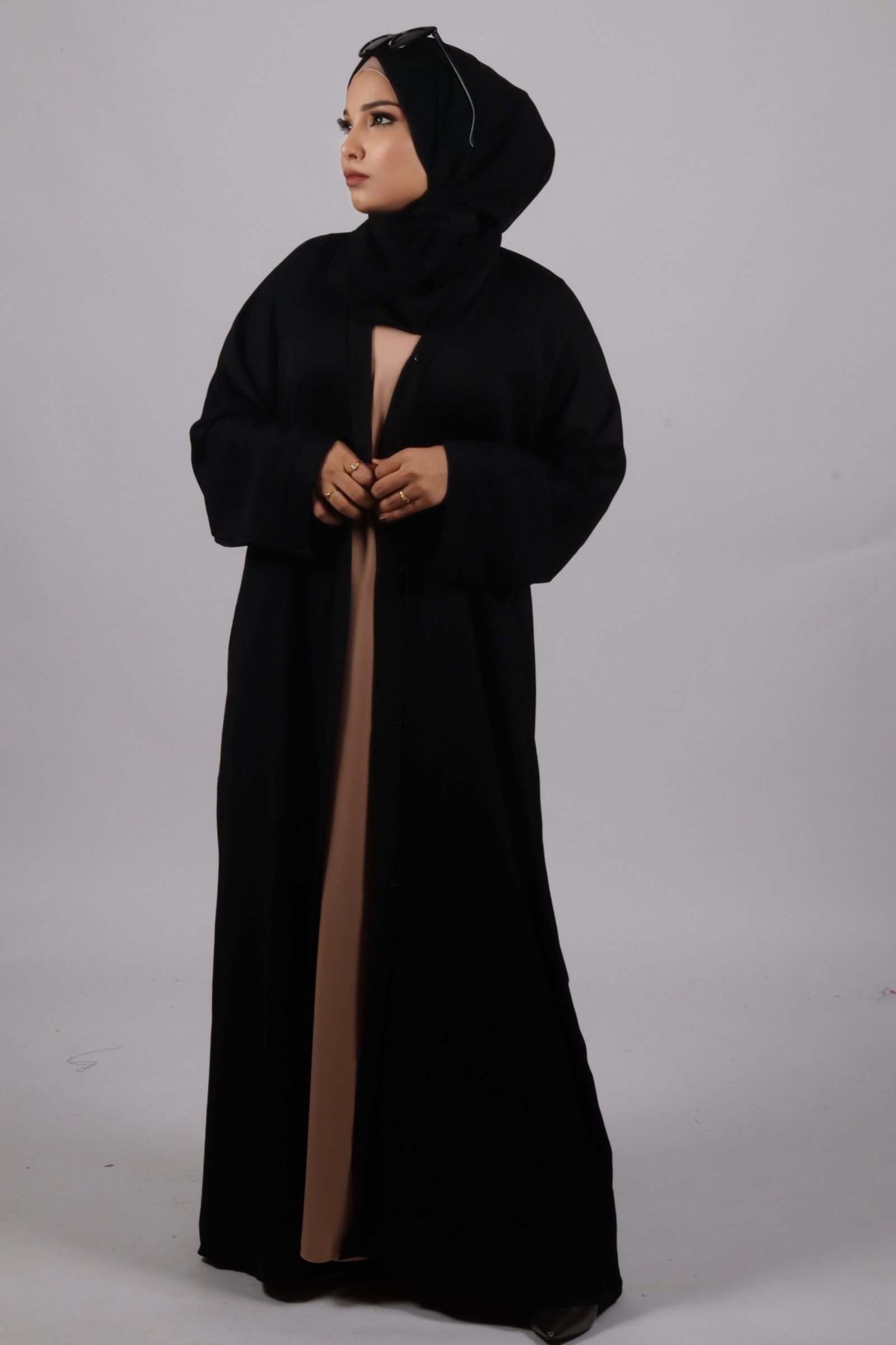 Zara Everyday Zoom Abaya Front Open with pocket - Black - Image 6