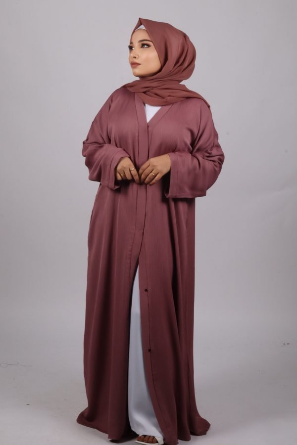 F83569E6-43DA-40A3-BF2B-2825AA9236C7 Zara Everyday Zoom Abaya Front Open with pocket - Dusty Pink