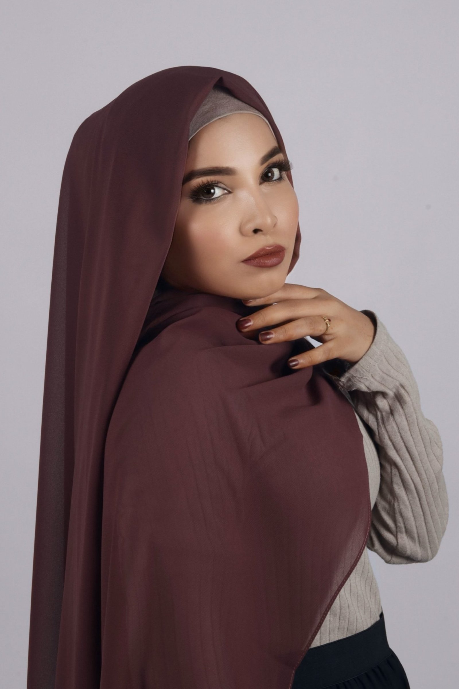 Chococherry Premium Chiffon Hijab - Image 3