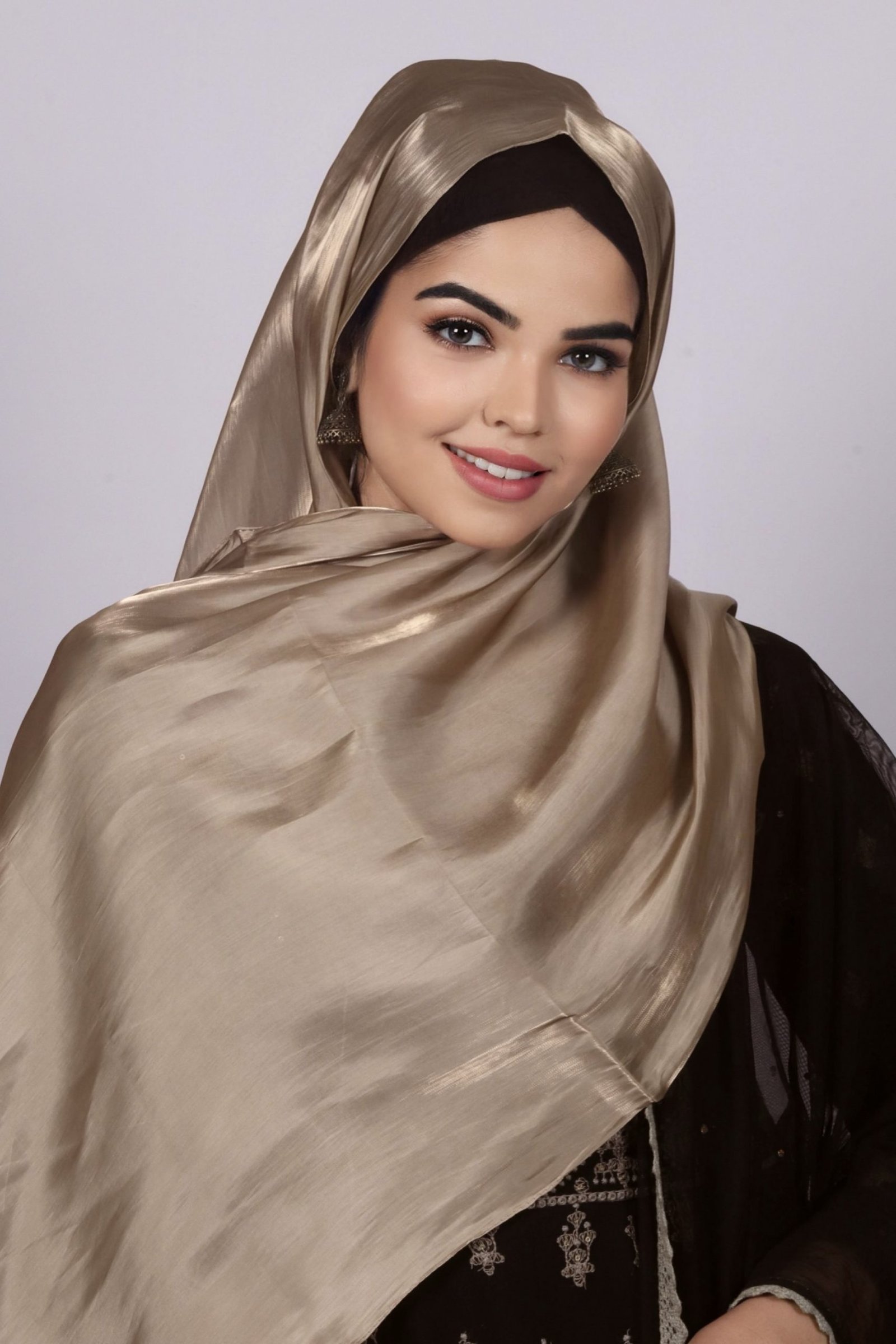 Golden Beige Premium Organza Hijab - Image 2