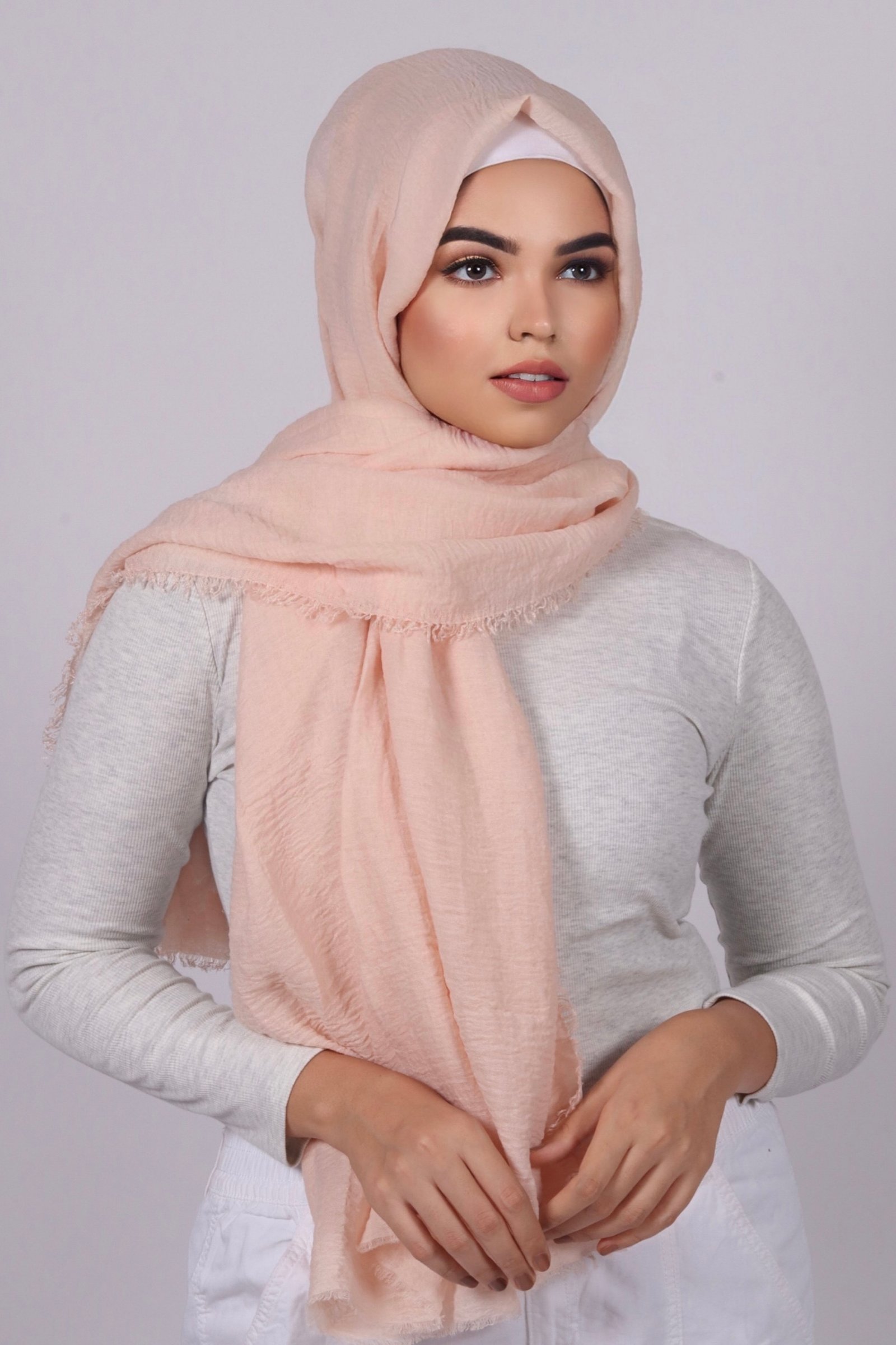 Blush Premium Crinkled Cotton Hijab - Image 3