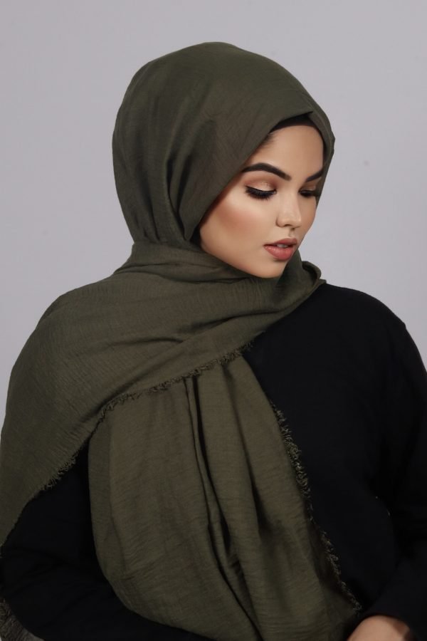 68138098-4923-4234-B20A-94C26C5583DE Deep Matcha Premium Crinkled Cotton Hijab