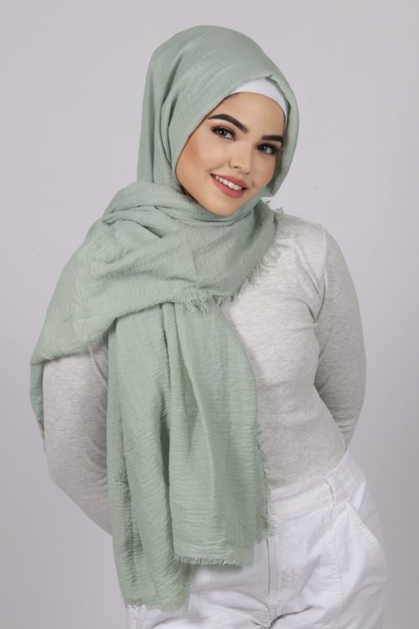 6E7DA695-4CBD-431C-8E1E-407E58E5A5CA Honeydew Premium Crinkled cotton Hijab