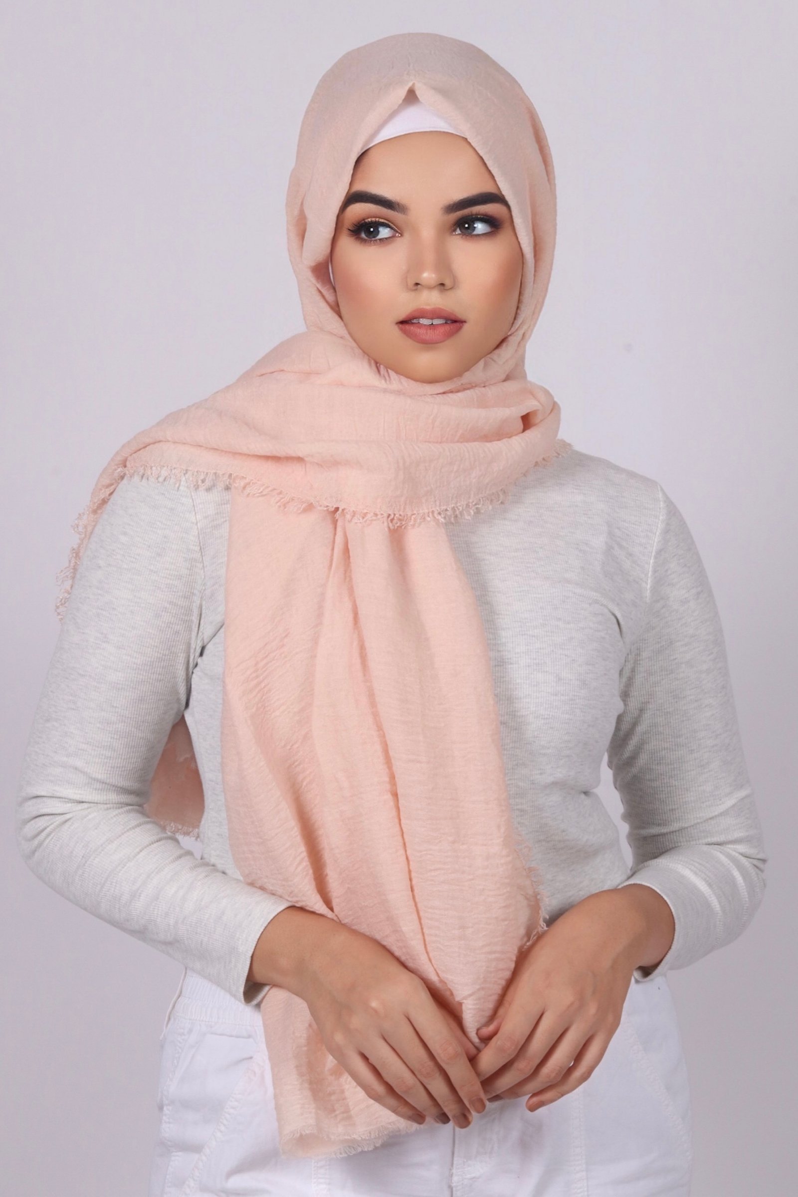 Blush Premium Crinkled Cotton Hijab - Image 2