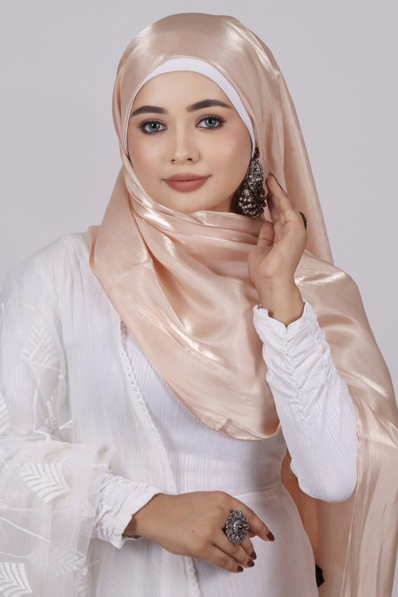 Peach Perfect Premium Organza Hijab - Image 2