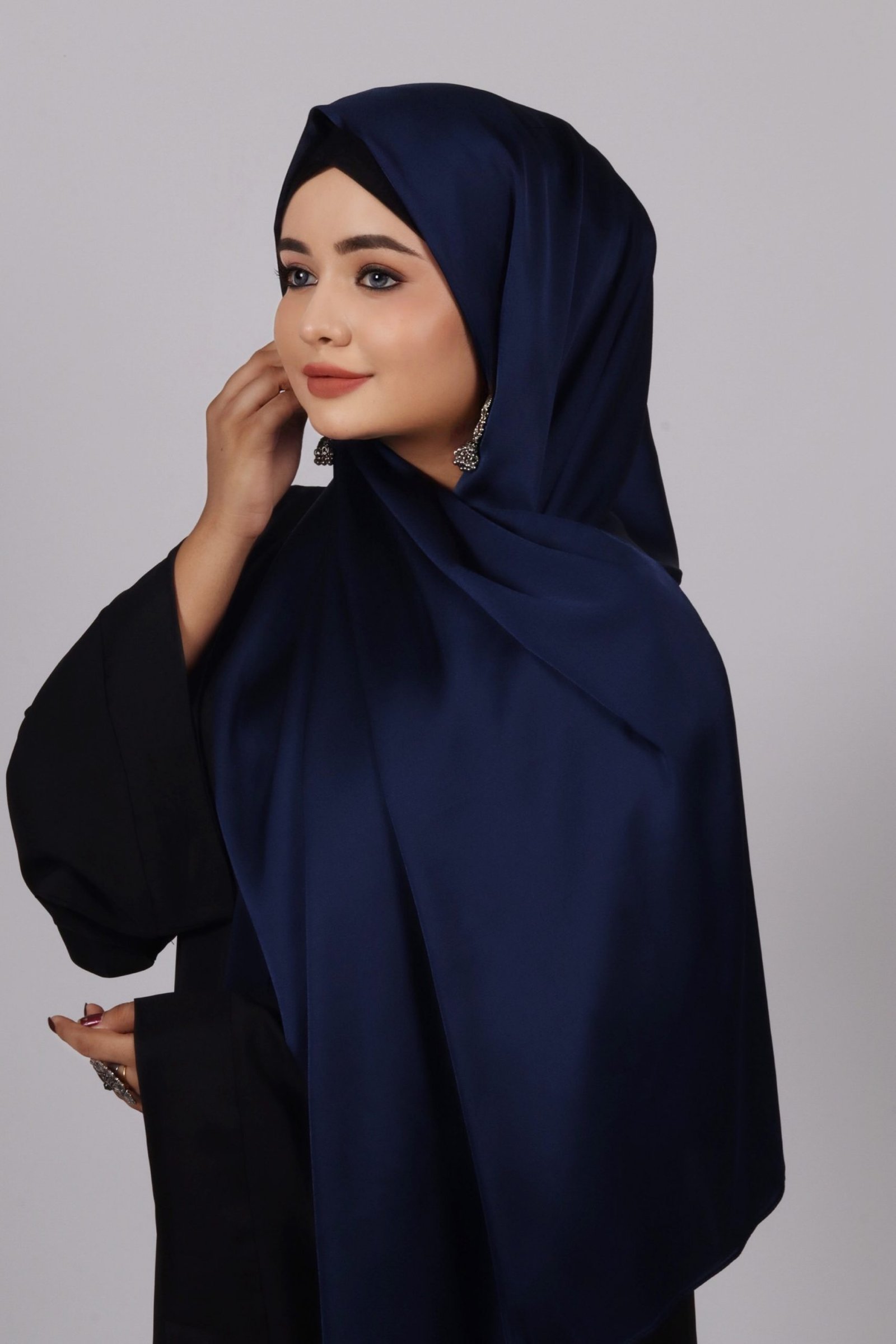 Evening Blue Turkish Silk Hijab - Image 2